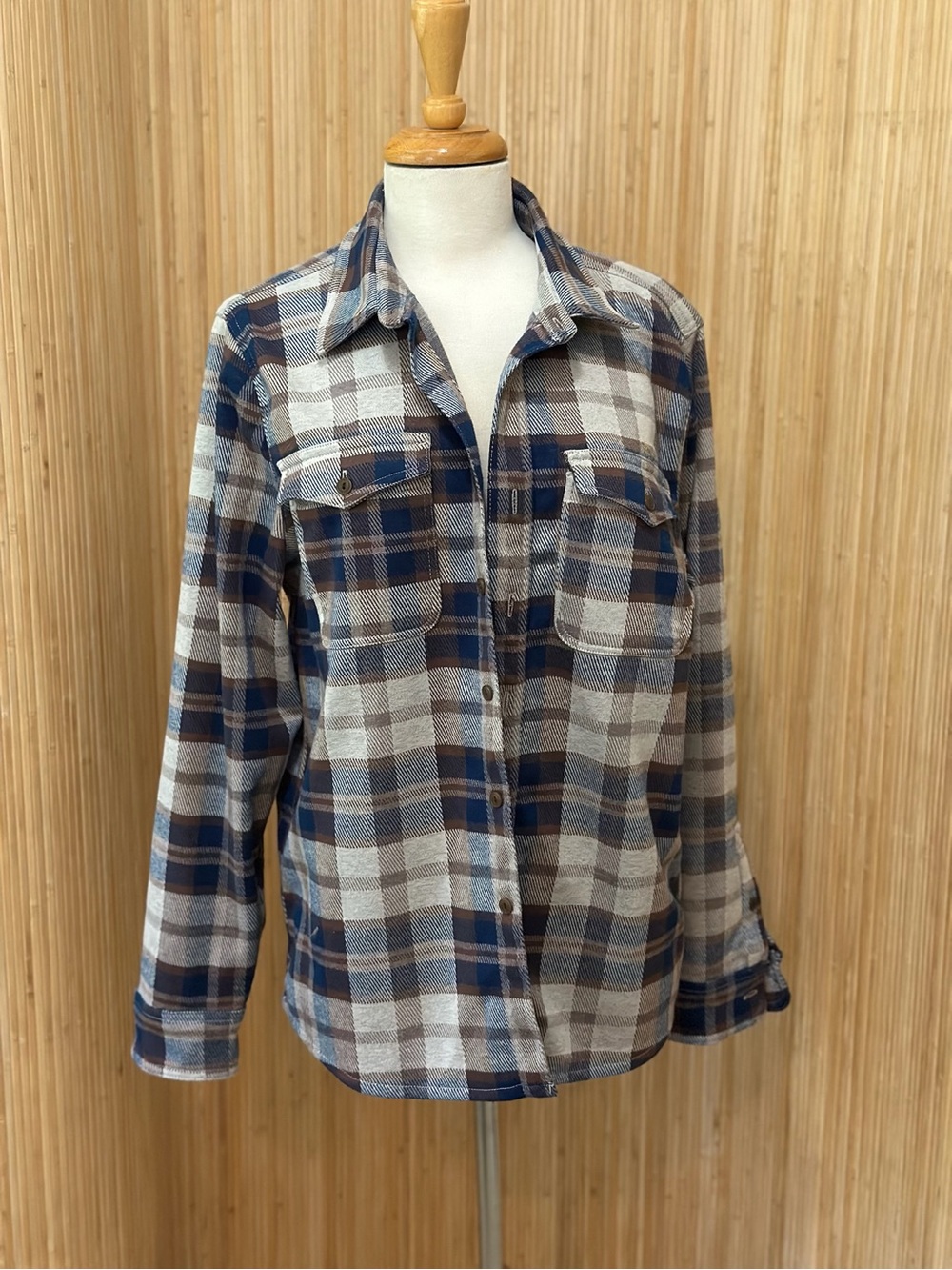 J. Crew Blue, Brown & Cream Plaid Button-Down Shirt